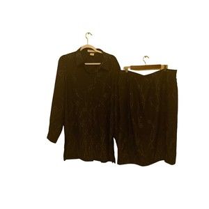 JOSEPHINE CHAUS Collection Size 16 Gray/Tan Layered Long Maxi Skirt & Blouse